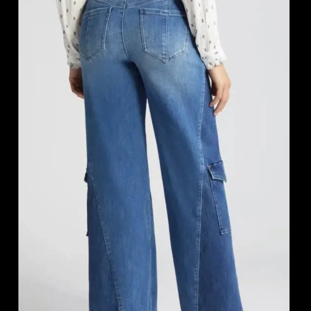Wit and Wisdom Blue Denim Cargo colorblock Jeans Size 16 - Picture 7 of 7